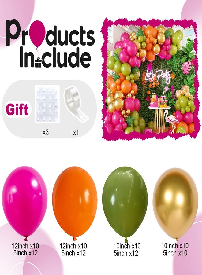 Paeyeq Tropical Hawaiian Balloons Arch Garland Kit, Olive Green and Hot Pink Orange Gold Balloons for Kids Hawaii Summer Beach Luau Aloha Pool Birthday Flamingo Baby Shower Party Decorations Supplies - Image 2