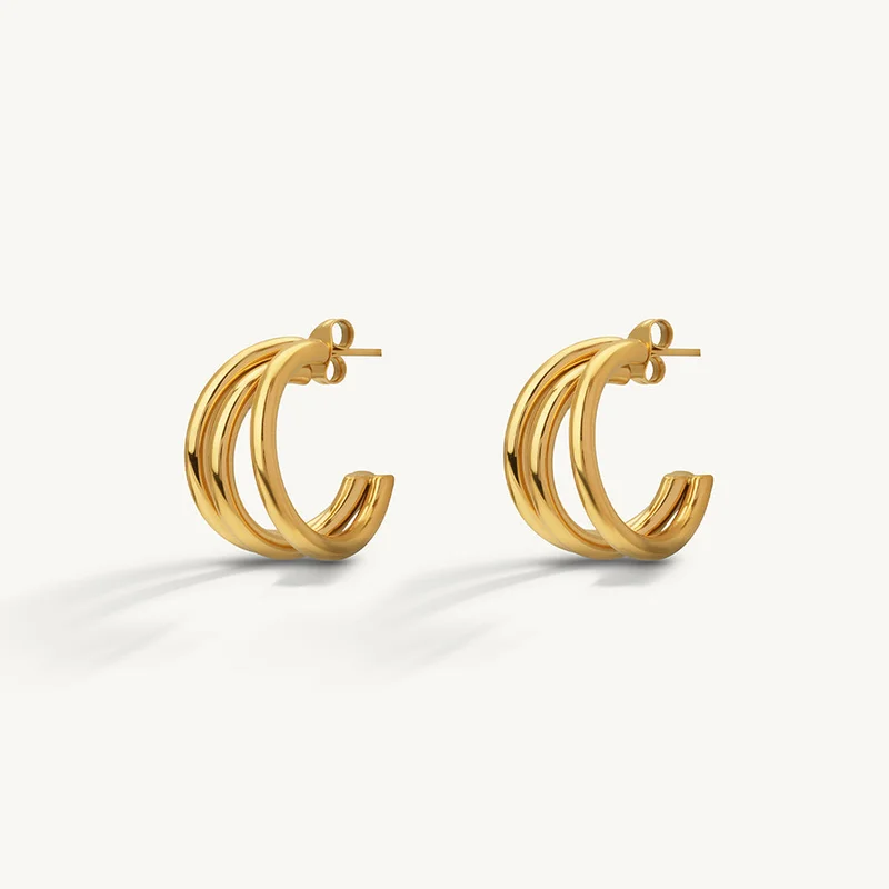 Palmonas PALMONAS Classic Stud Earrings for Women | 18K Gold Plated, Waterproof & Anti-Tarnish
