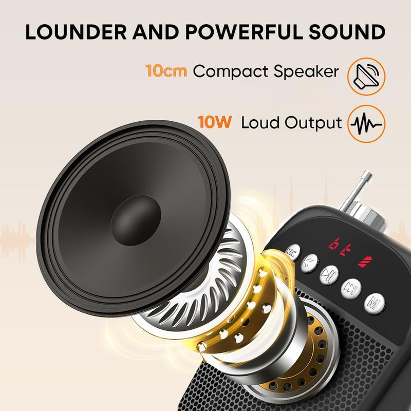 DIGIMORE Portable Voice Amplifier | 10W Loud Speaker w Head Mic | BT 5.0, USB MP3, FM, TF Card & Recording Feature | 10Hrs Battery Life | for Tour Guides, Yoga, Fitness Instructors, Colleges (D-1220) - Image 2