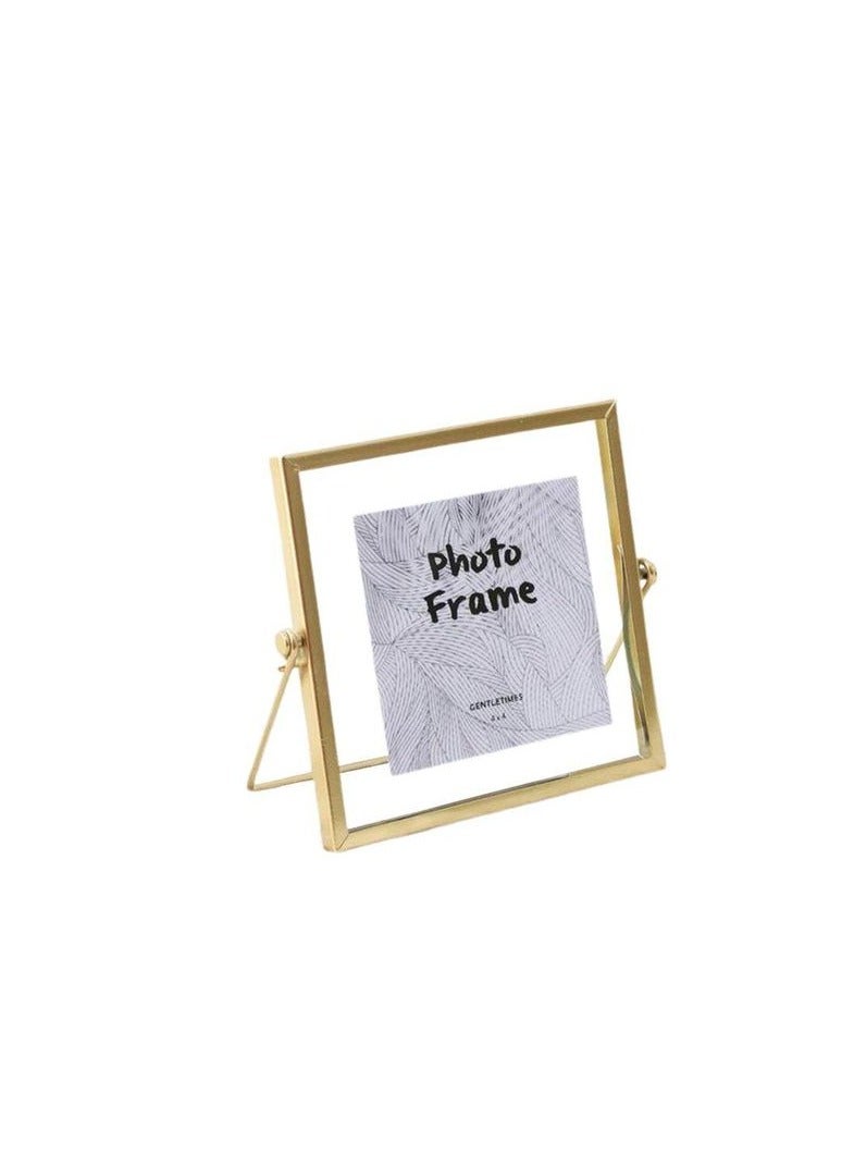 مجموعة ديكور إطار الصورة، إطار صورة هندسي معدني بسيط، قطعة واحدة، 4*4 بوصة - Image 1