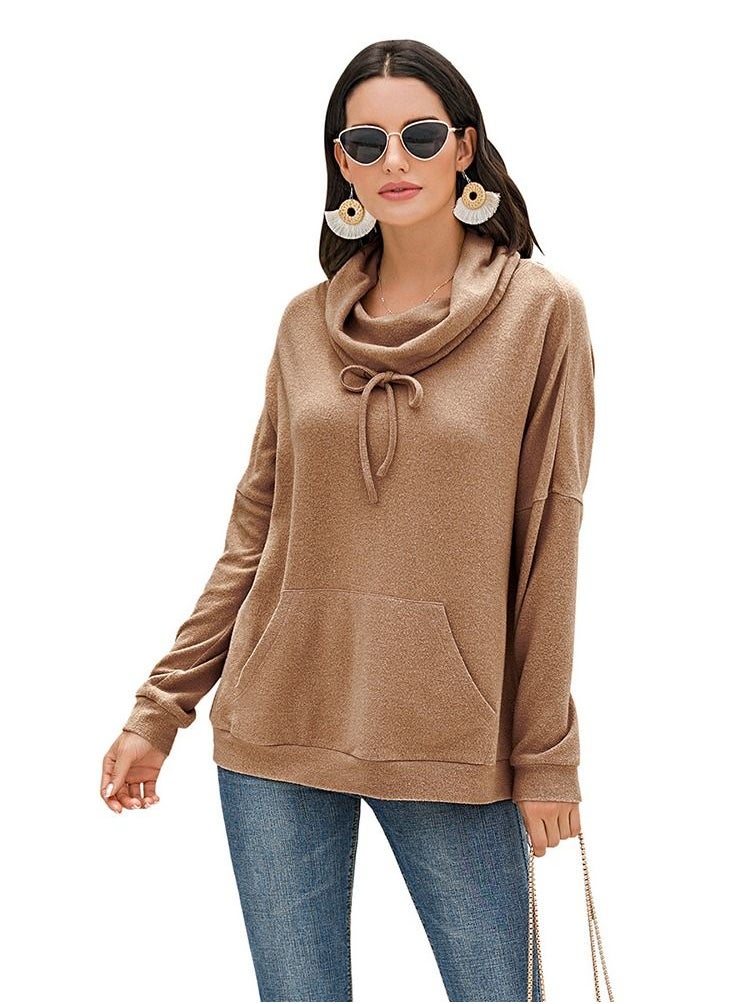 Loquat - Loose Long Sleeve Solid Cashmere Pullover - Image 1