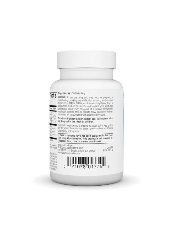 سورس ناتشورالز مصدر طبيعي ثيانين سيرين، تهدئة العقل والجسم*، مع حمض جاما أمينوبوتيريك - تركيبة نباتية - 30 قرصًا - Image 3