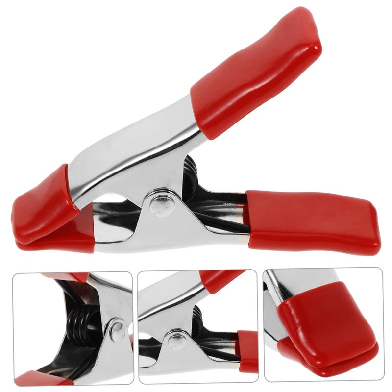 4 Inch Heavy Duty Spring Clamp PVC Protective Sleeve For Photography Backdrop Woodworking And Crafts Stainless Steel Clips For Backdrop Stand And Fitting Red - Image 3