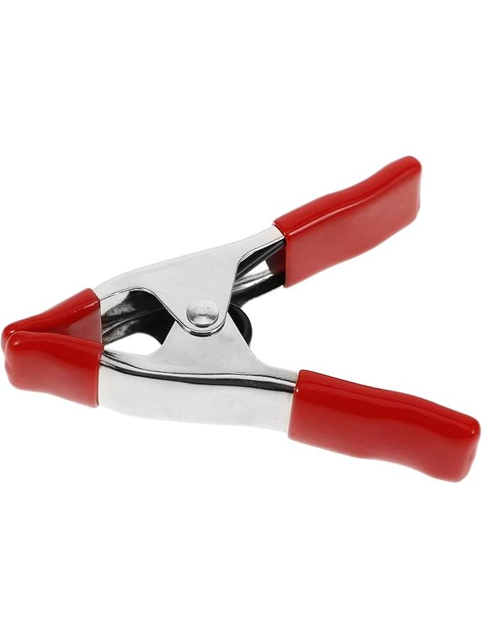 4 Inch Heavy Duty Spring Clamp PVC Protective Sleeve For Photography Backdrop Woodworking And Crafts Stainless Steel Clips For Backdrop Stand And Fitting Red - Image 1