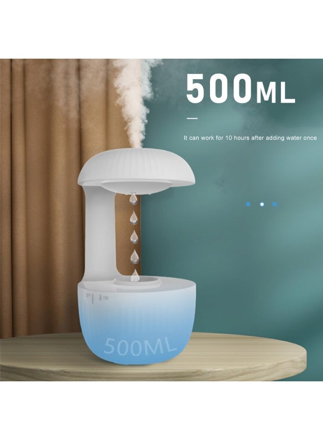 Bukela Rain Cloud Humidifier Water Drip,Cloud Humidifier Rain Drop, Rain Sounds for Sleeping with Adjustable LED Lights White Noise Humidification Desk Fountain Bedside Relaxing Mood (White) - Image 2