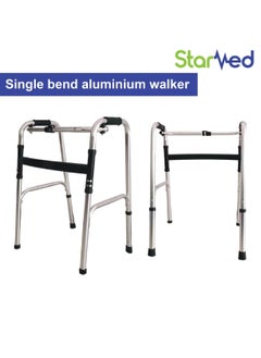 STARMED StarMed Aluminium Single Bend Walker, Adjustable Height, Lightweight Walking Support, button bend  - Image 2