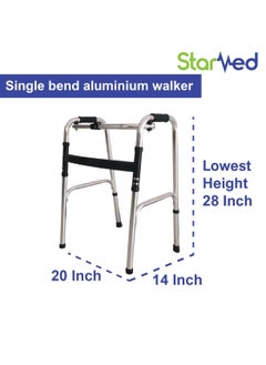 STARMED StarMed Aluminium Single Bend Walker, Adjustable Height, Lightweight Walking Support, button bend  - Image 5