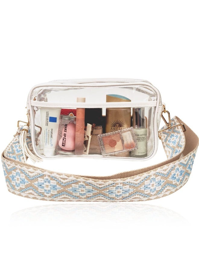 Clear Bag Stadium Approved with Guitar Strap,Clear Crossbody Backpack, Transparent Casual Chest Daypack for Women u0026 Girls, Perfect for Sports, Music Festival, Hiking, Concerts(white) - Image 1