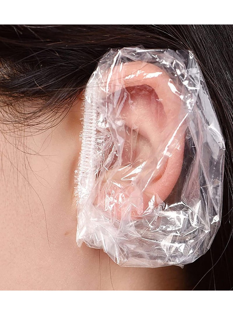 ORiTi 100 حزمة واقيات أذن قابلة للتصرف أغطية أذن شفافة للاستحمام مقاومة للماء، واقيات أذن شفافة قابلة للتصرف لصبغ الشعر - Image 1