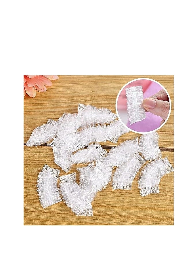 ORiTi 100 حزمة واقيات أذن قابلة للتصرف أغطية أذن شفافة للاستحمام مقاومة للماء، واقيات أذن شفافة قابلة للتصرف لصبغ الشعر - Image 3