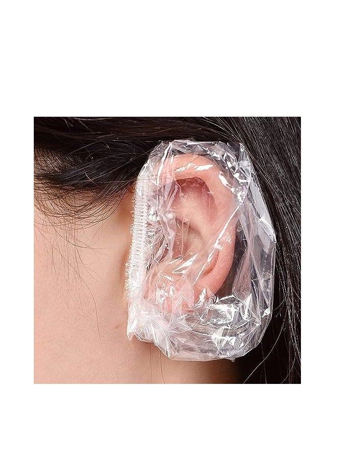 ORiTi 100 حزمة واقيات أذن قابلة للتصرف أغطية أذن شفافة للاستحمام مقاومة للماء، واقيات أذن شفافة قابلة للتصرف لصبغ الشعر - Image 2