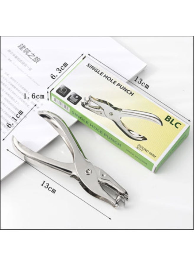 Metal punch pliers single hole boxed aperture 6mm punch 1-8 pages one-handed punch pliers - Image 3