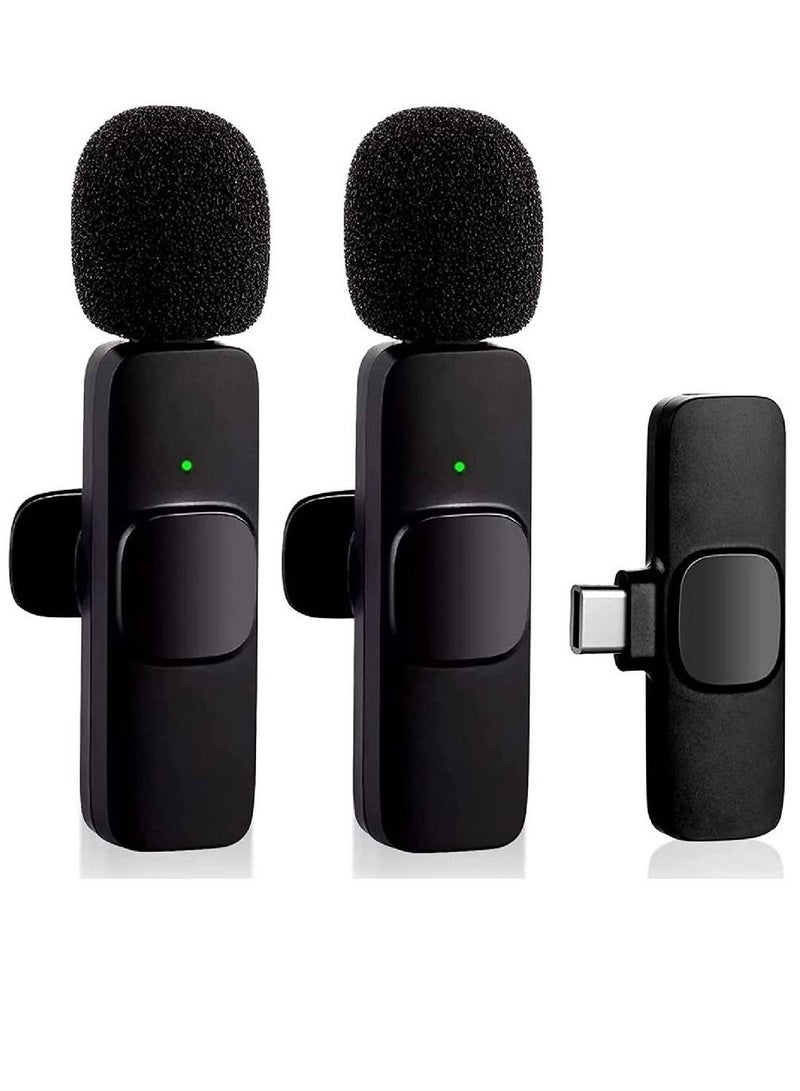 Wireless Lavalier Microphone For Type-C Phone Plug-Play Wireless Mic with 2 Microphone for USB-C Android Phone Video Recording Interview Vlog Auto Sync and Noise Reduction - Image 1