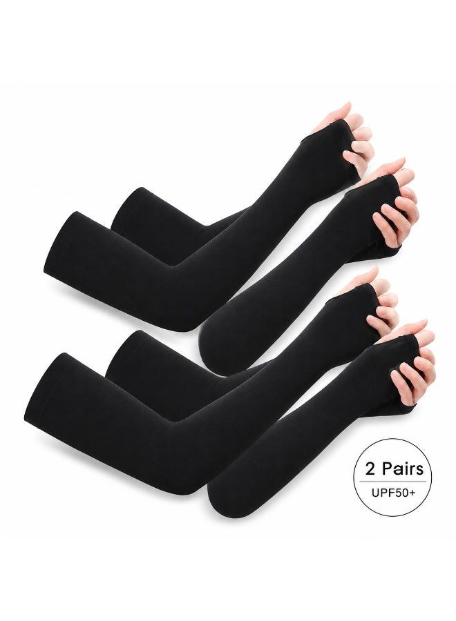 San Yi 2 Pairs Cooling Sun Protection Sleeves Gloves With UPF50+, Breathable Quick Dry Arm Covers for Driving and Cycling - Image 1
