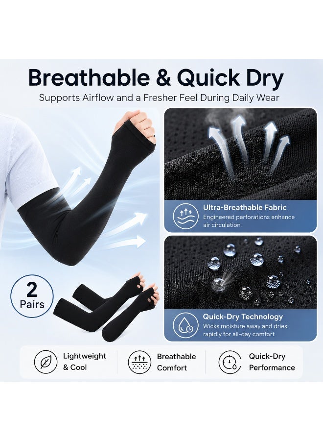 San Yi 2 Pairs Cooling Sun Protection Sleeves Gloves With UPF50+, Breathable Quick Dry Arm Covers for Driving and Cycling - Image 5