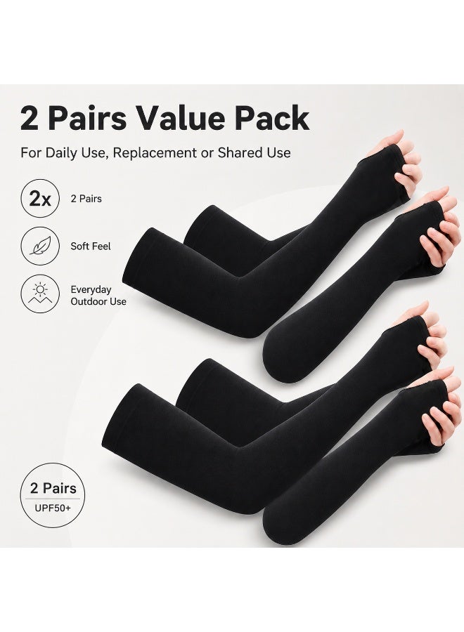 San Yi 2 Pairs Cooling Sun Protection Sleeves Gloves With UPF50+, Breathable Quick Dry Arm Covers for Driving and Cycling - Image 2