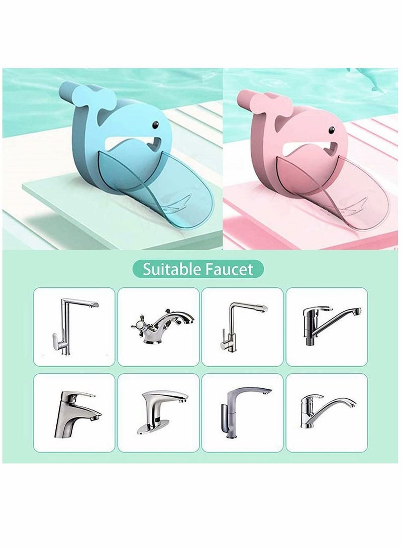 Y&D Faucet Extender, Bathroom Extension Spout Accessories, Extender Sink, for Kids Adapter Easy Assembly, Kitchen Cartoon Whale Cover, 2PCS (Blue & Pink) - Image 3