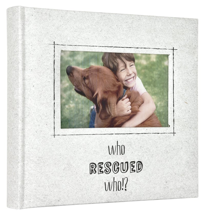 MCS Who Rescued Who? Photo Album Holds 200 4x6 Pet Photos with Memo Space, Cream Cover, Clear Side-Loading Pockets â€“ Dog & Cat Memory Book for Rescue Pets â€“ A Heartfelt Gift for Animal Lovers - Image 2