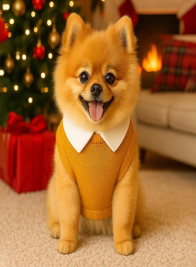 Zigly Lifestyle Varsity Golden Ivy Dog Sweater | Warm Knitted Winter Pet Apparel for Small & Medium Breeds | Cozy Stylish Comfortable Dog Pullover for Cold Weather | Yellow | 3XL - Image 3