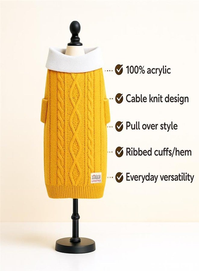 Zigly Lifestyle Varsity Golden Ivy Dog Sweater | Warm Knitted Winter Pet Apparel for Small & Medium Breeds | Cozy Stylish Comfortable Dog Pullover for Cold Weather | Yellow | 3XL - Image 2