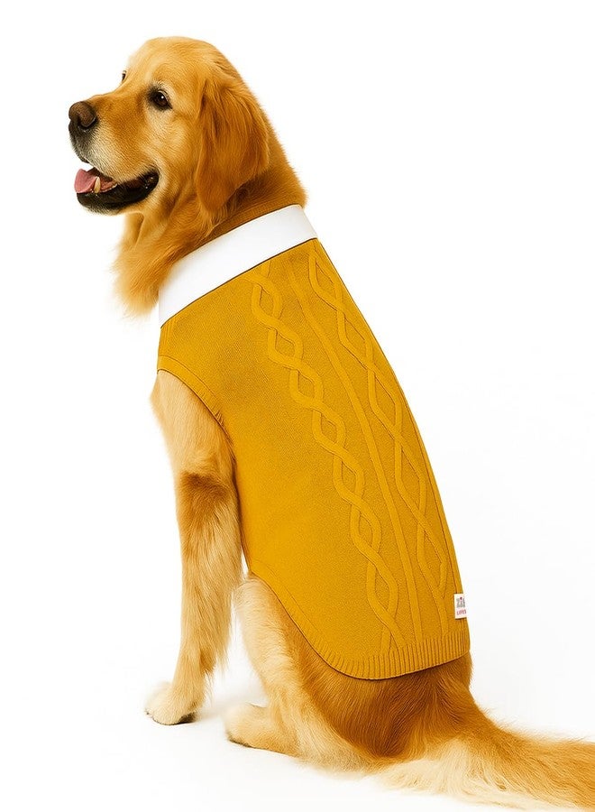 Zigly Lifestyle Varsity Golden Ivy Dog Sweater | Warm Knitted Winter Pet Apparel for Small & Medium Breeds | Cozy Stylish Comfortable Dog Pullover for Cold Weather | Yellow | 3XL - Image 1