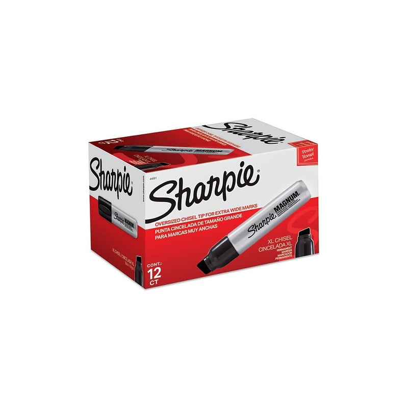 Sharpie Magnum Permanent Markers, Oversized Chisel Tip, Black, 12 Count - Office, Home, Teacher Supplies, Great for Poster Boards - Image 1