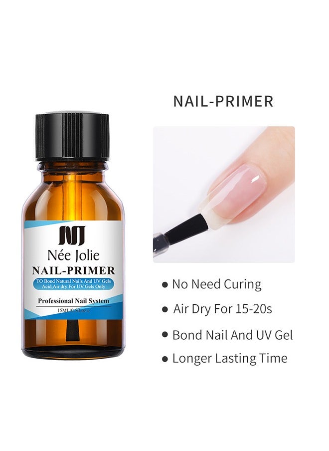 Nee Jolie - Nail Prep Dehydrator Acid-Free Nail-Primer Kit，Professional Natural Nail Prep Dehydrating and Acid Free Primer, Acrylic and Gel Nail Polish Dehydrator, Non-Acid Primer for UV Gels Quick Dry Premium Adhesive Set - Image 1