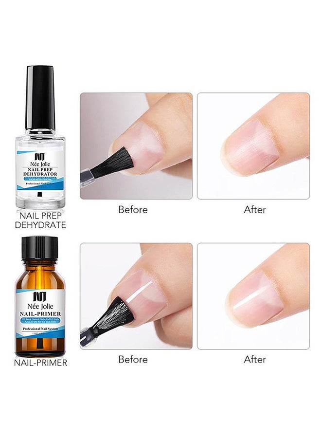 Nee Jolie - Nail Prep Dehydrator Acid-Free Nail-Primer Kit，Professional Natural Nail Prep Dehydrating and Acid Free Primer, Acrylic and Gel Nail Polish Dehydrator, Non-Acid Primer for UV Gels Quick Dry Premium Adhesive Set - Image 1