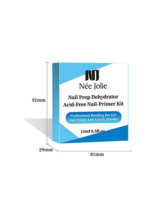 Nee Jolie - Nail Prep Dehydrator Acid-Free Nail-Primer Kit，Professional Natural Nail Prep Dehydrating and Acid Free Primer, Acrylic and Gel Nail Polish Dehydrator, Non-Acid Primer for UV Gels Quick Dry Premium Adhesive Set - Image 1