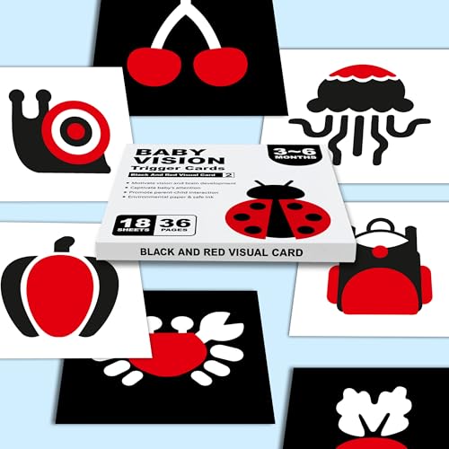 Lefan New Born Baby Essentials High Contrast Black and White Vision Flash Cards 18 Cards 36 Pages Ideal Toys for 6 to 12 Months for 0 to 18 Month Babies Books (Baby Vision Cards 3-6) - Image 2