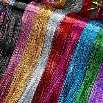 nuoshen 14 Colors 4200 Strands Hair Tinsel Extensions Shiny Colorful Straight Hair Extensions for Women Girls Party Cosplay Rainbow Synthetic Hair Extensions 366 Inches - Image 3