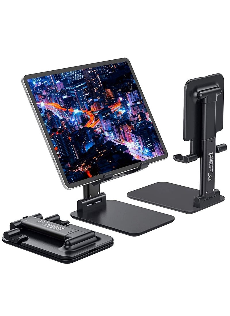 ELTRAZONE Foldable Tablet Stand Holder - Angle & Height Adjustable Desk Holder Anti-Slip Compatible with Smartphones/iPad Mini/Game/Kindle/Tablet(4-10") (Black)  - Image 1