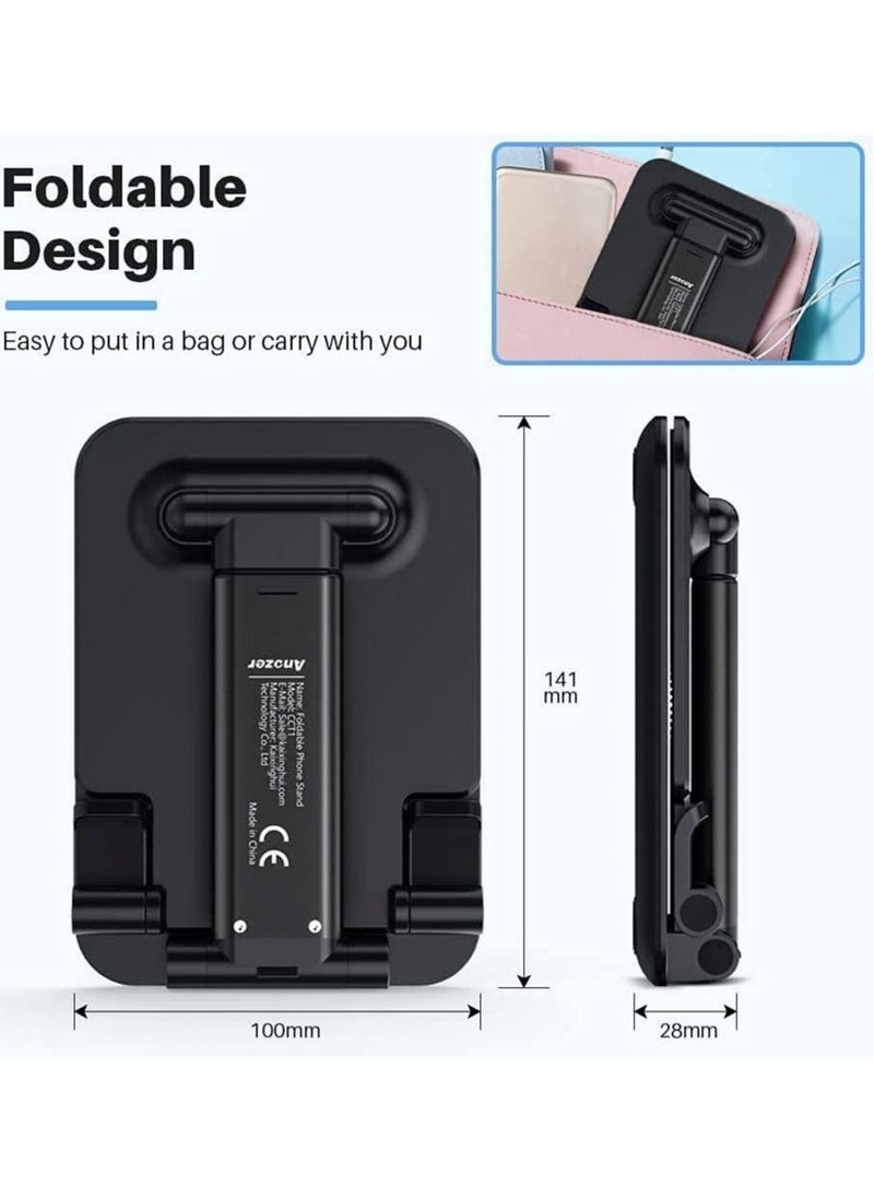 ELTRAZONE Foldable Tablet Stand Holder - Angle & Height Adjustable Desk Holder Anti-Slip Compatible with Smartphones/iPad Mini/Game/Kindle/Tablet(4-10") (Black)  - Image 4