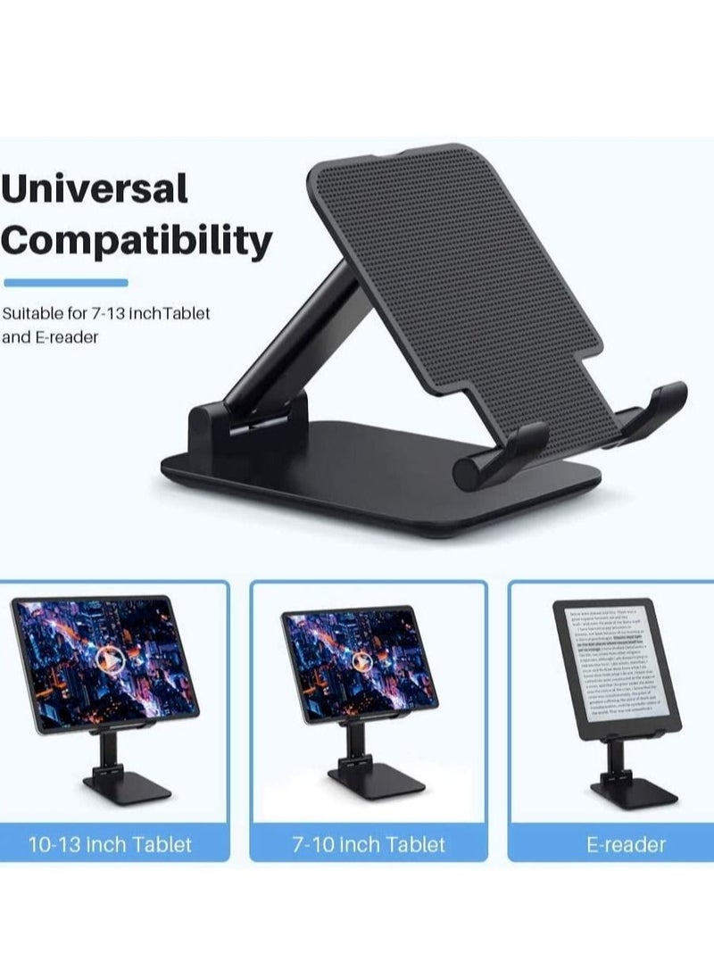 ELTRAZONE Foldable Tablet Stand Holder - Angle & Height Adjustable Desk Holder Anti-Slip Compatible with Smartphones/iPad Mini/Game/Kindle/Tablet(4-10") (Black)  - Image 3