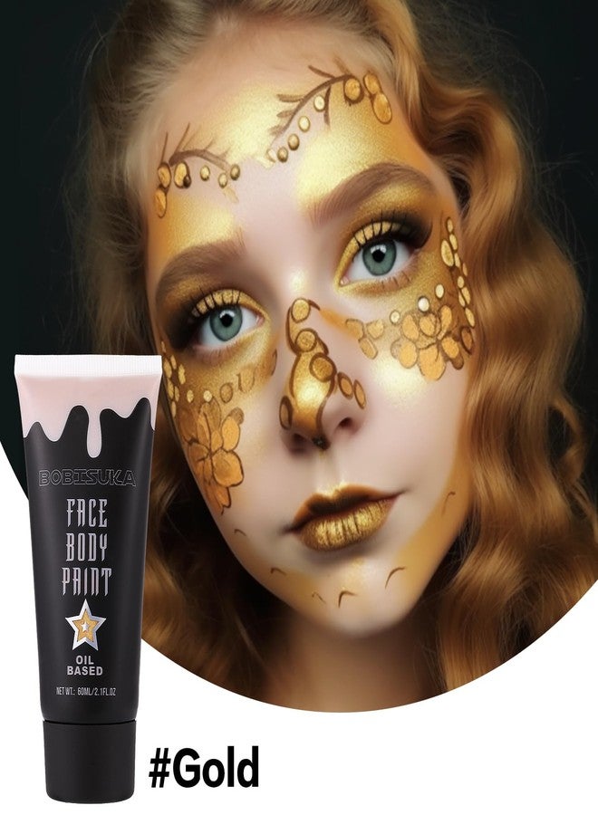 BOBISUKA Gold Face Body Paint, Metallic Oil-based Painting Kit, Cream Blendable Facepaint for Halloween Cosplay, Costume, Parties, Stage, Theater, SFX Special Effect Makeup（2.1 Fl.oz） - Image 2
