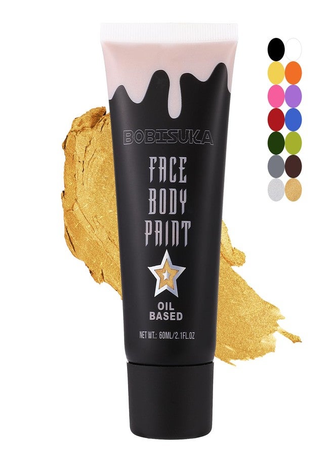 BOBISUKA Gold Face Body Paint, Metallic Oil-based Painting Kit, Cream Blendable Facepaint for Halloween Cosplay, Costume, Parties, Stage, Theater, SFX Special Effect Makeup（2.1 Fl.oz） - Image 1