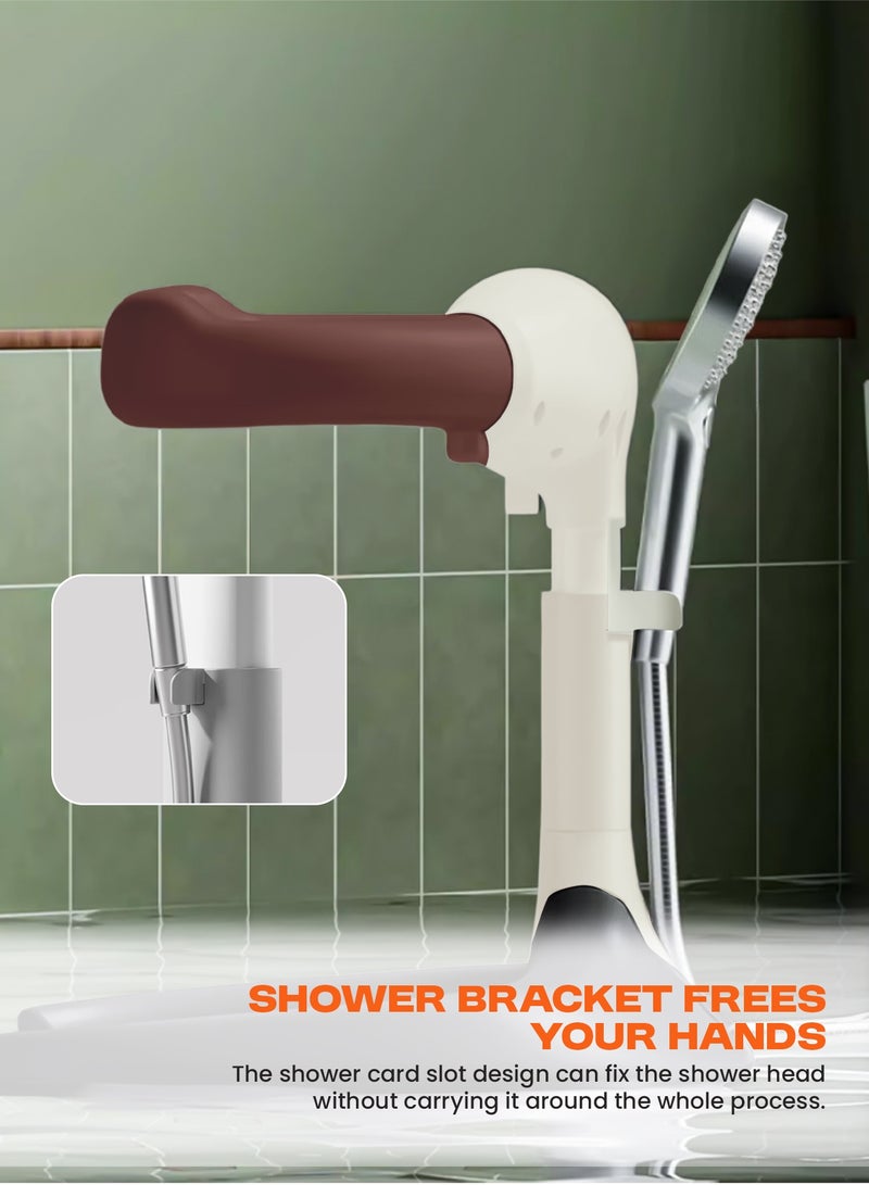 BAYBEE Foldable Baby Shower Stand with Huggable Bath Support, 5 level Adjustable Height, Anti Slip Base Portable Bath Helper for Infants & Toddlers Baby Bath Stand for Toddlers Baby Shower Stand Brown - Image 4