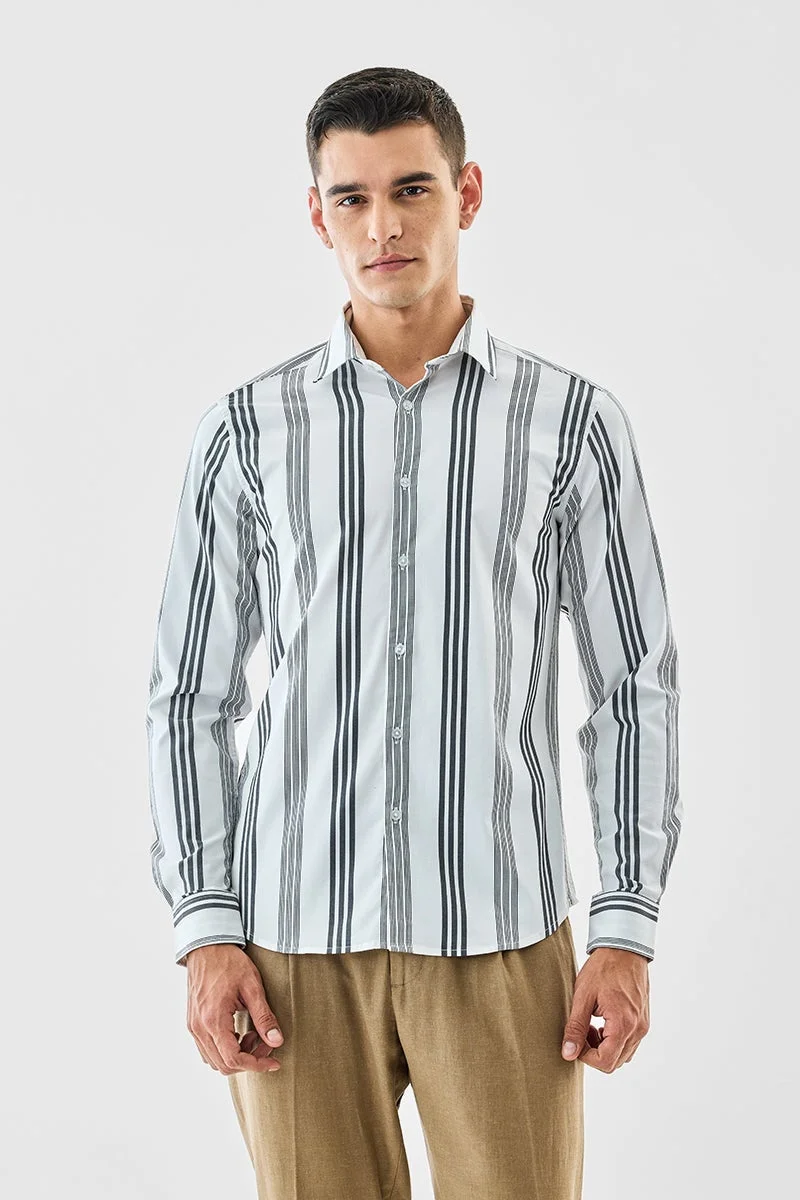SNITCH Stripes Slim Fit Stretch Shirt