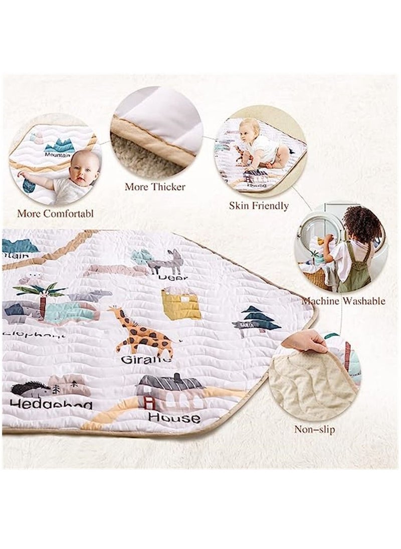 Y&D Baby Crawling Mat, Hexagon Playpen Mat Soft Area Rug, Playmat, Non-Slip Kids Rug with Cute Woodland Animals for Nursery Room  - Image 2