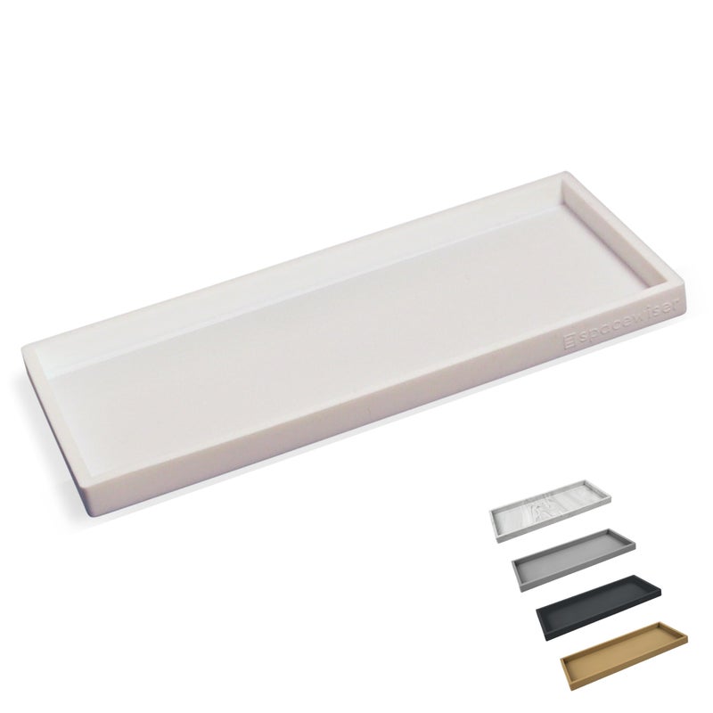 Spacewiser Countertop and Vanity Tray  117 Silicone Bathroom Tray Flexible Hand Dish Soap Holder for Kitchen Bathroom Counter Organizer Shower Toilet Tank Trays Dcor Sink Makeup Mat Oil White