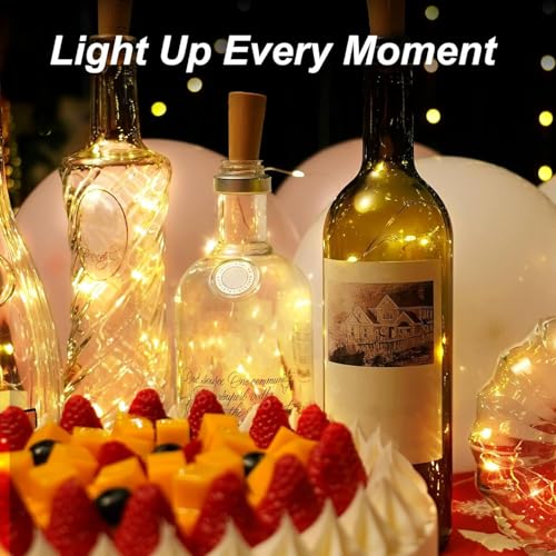 Desidiya® Cork Bottle Lights - 20 LED Battery Operated Fairy String Lights with Mini Copper Wire (Warm White) - Pack of 1 - Image 3