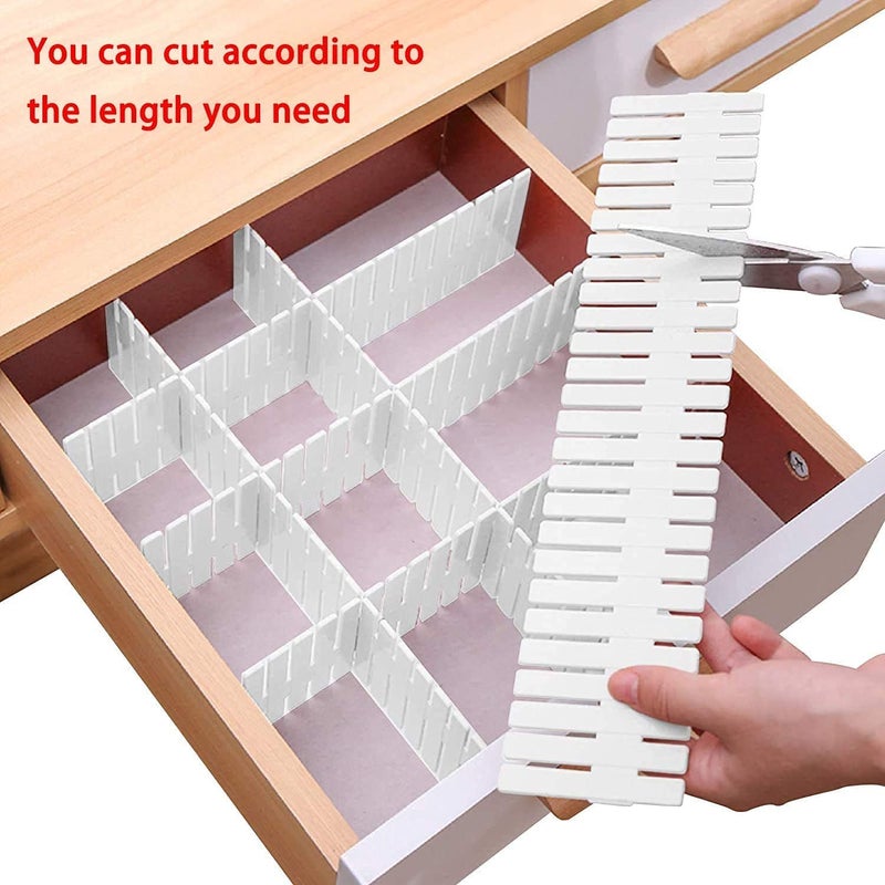 APRAS 3 IN 1 Plastic Adjustable Storage Organizer Drawer Divider for Home Kitchen for Makeup Tools Kitchen Cutlery Office Desk Clinic Bedroom 24 PCS Multicolor Pink White and Blue - Image 3