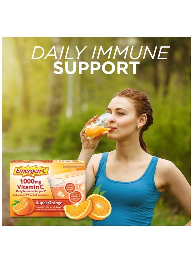 Emergen-C 1000mg Vitamin C Powder for Daily Immune Support Caffeine Free Vitamin C Supplements with Zinc and Manganese, B Vitamins and Electrolytes, Super Orange Flavor - 30 Count - Image 2