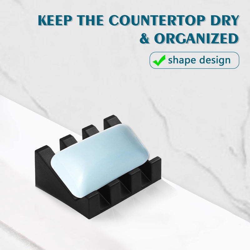 Coipdfty Self Draining Soap Dish Holder,Silicone Soap Dish,for Bathroom,Kitchen, Spongesï¼ŒCan Extend Soap Lifeï¼ŒKeep Soap Bars Dry and Easy Cleaning (Black,1-Pack) - Image 5