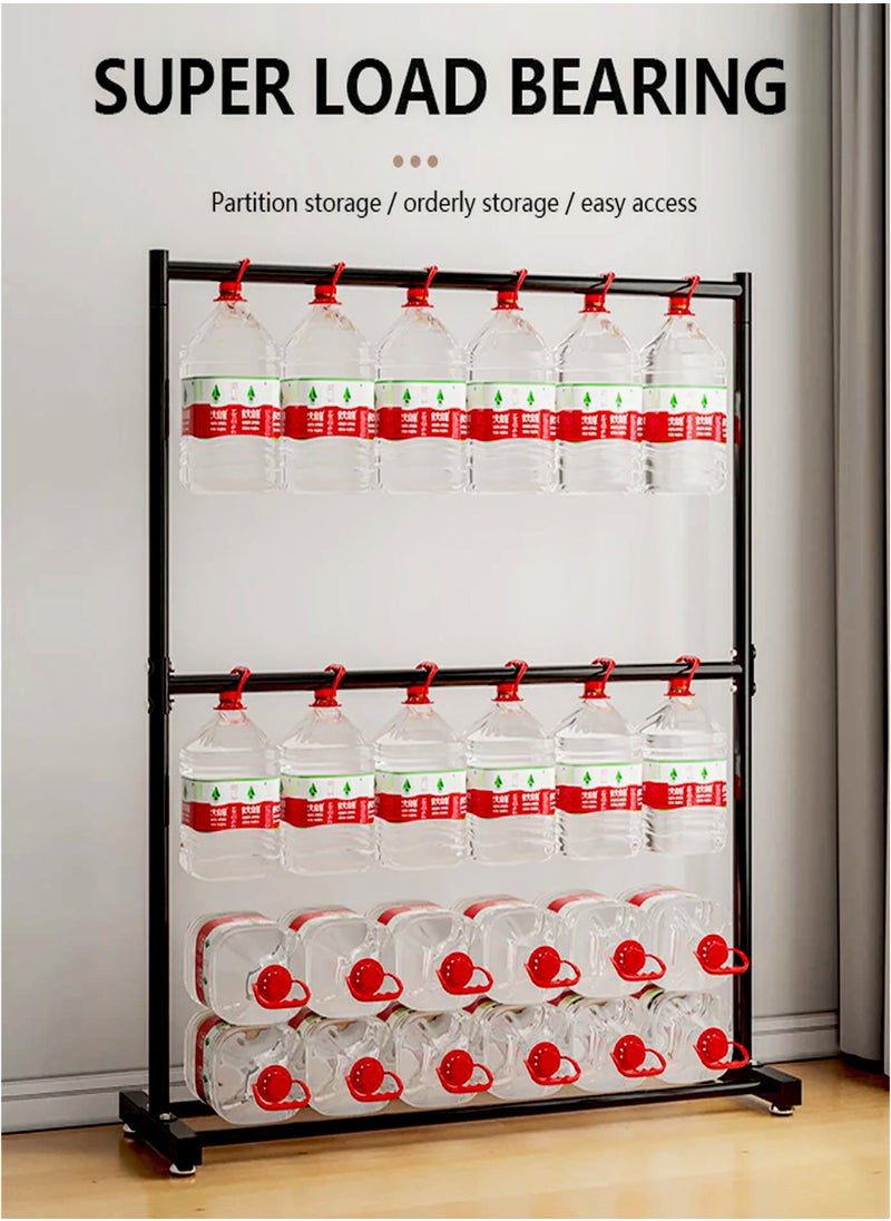 DBLEW - Double Rod Clothing Rack Heavy Duty Dual Layer Clothes Drying Stand Garment Organizer Open Armoire with 2 Tier Hanger Rails and Bottom Storage Shelf, Strong 25mm Steel Pipes, 70kg Load Large Capacity Featuring Two Horizontal Bars for Hanging Clothes, Laundry Room, Balcony, Bedroom Sheets, Quilts, Blanket, Coats, Skirts, Shirts, Hats, Sweaters Holder 100cm - Image 1