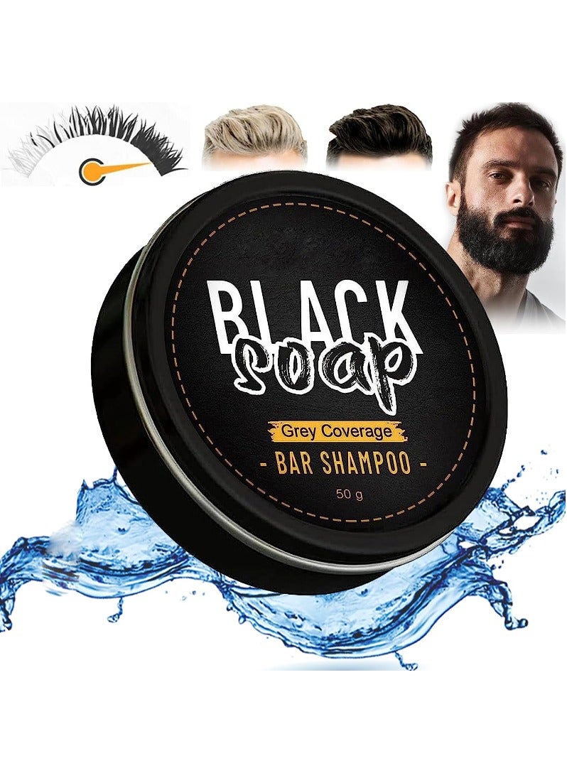 Black Soap شامبو تغطية الشعر الرمادي للرجال - صابون أسود لتغميق الشعر الرمادي - Image 1