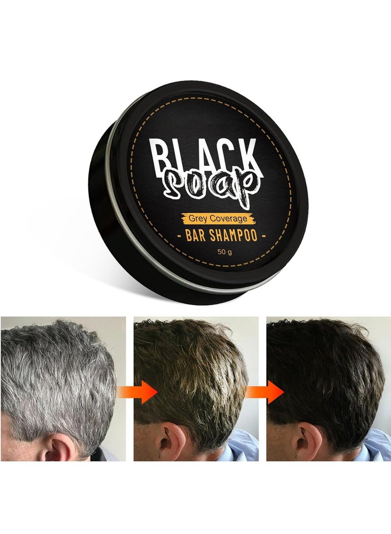 Black Soap شامبو تغطية الشعر الرمادي للرجال - صابون أسود لتغميق الشعر الرمادي - Image 3