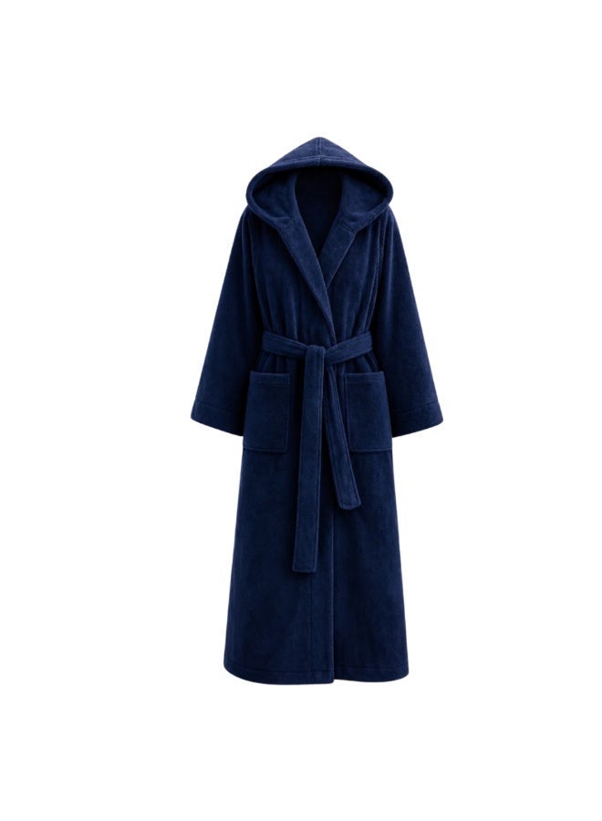 TM HOME Cotton Bathrobe  Hoddies Navy – 100% Natural Cotton, Soft, Absorbent & Hotel-Grade Luxury - Image 1