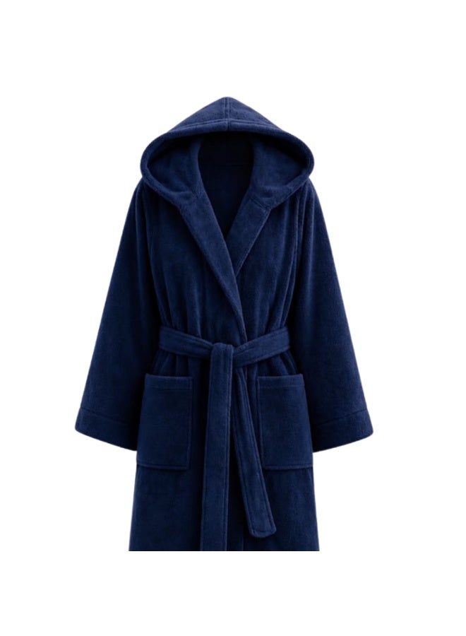 TM HOME Cotton Bathrobe  Hoddies Navy – 100% Natural Cotton, Soft, Absorbent & Hotel-Grade Luxury - Image 3