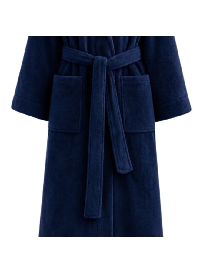 TM HOME Cotton Bathrobe  Hoddies Navy – 100% Natural Cotton, Soft, Absorbent & Hotel-Grade Luxury - Image 2